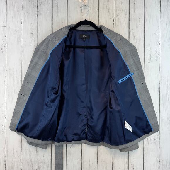 J.Crew Grey Glen Plaid Single-Breasted Harriet Belted Blazer Jacket AC384 Size 8 - Picture 10 of 16